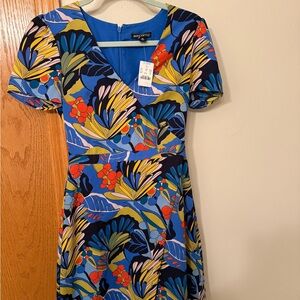J Crew NWT Size 00 Summery Tropical Floral Wrap-Front V-Neck Floral Dress